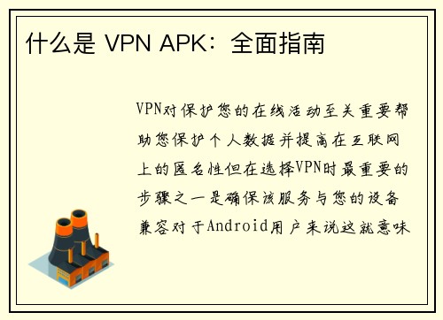 什么是 VPN APK：全面指南 